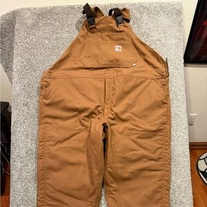 Carhartt FR Double Knee Bib Overall Mens 52x30 Brown Canvas Quilt Lined Workwear